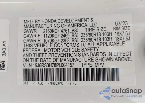 2023 Honda Cr-V Ex-L 2Wd z USA, uszkodzony, nr VIN 5J6RS3H78PL004157